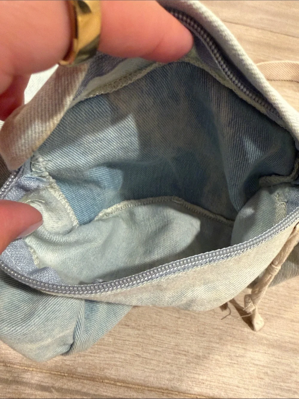 Garage Light Blue Tie-Dye Canvas Backpack with Cream Straps